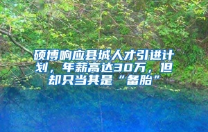 硕博响应县城人才引进计划，年薪高达30万，但却只当其是“备胎”