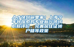 人才快到碗里来！上海今年将探索跨专业新兴领域职称评价、完善居住证转户籍等政策