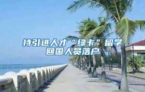 持引进人才“绿卡”留学回国人员落户