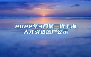 2022年3月第二批上海人才引进落户公示