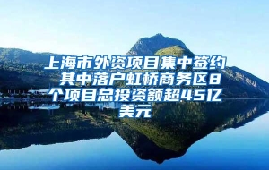 上海市外资项目集中签约 其中落户虹桥商务区8个项目总投资额超45亿美元