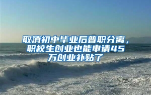 取消初中毕业后普职分离，职校生创业也能申请45万创业补贴了