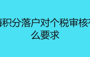 上海积分落户对个税审核有什么要求