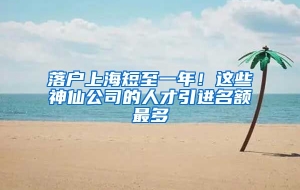 落户上海短至一年！这些神仙公司的人才引进名额最多