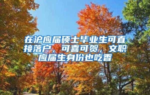 在沪应届硕士毕业生可直接落户，可喜可贺，文职应届生身份也吃香