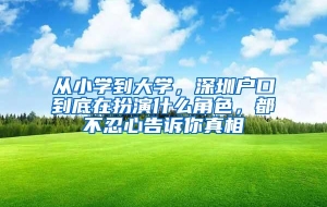 从小学到大学，深圳户口到底在扮演什么角色，都不忍心告诉你真相