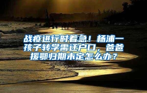 战疫进行时着急！杨浦一孩子转学需迁户口，爸爸援鄂归期未定怎么办？