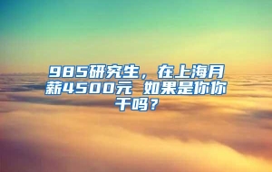 985研究生，在上海月薪4500元 如果是你你干吗？