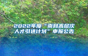 2022年度“南网高层次人才引进计划”申报公告