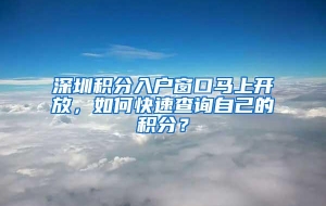 深圳积分入户窗口马上开放，如何快速查询自己的积分？