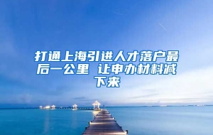 打通上海引进人才落户最后一公里 让申办材料减下来