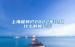 上海居转户2022年12月什么时候公示