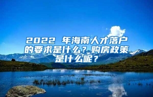 2022 年海南人才落户的要求是什么？购房政策是什么呢？