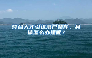 符合人才引进落户条件，具体怎么办理呢？