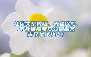 社保关系转移、养老保险...市社保局宝安分局解答市民关注热点！