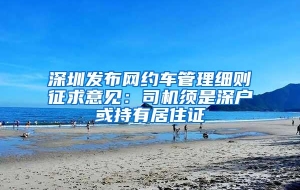 深圳发布网约车管理细则征求意见：司机须是深户或持有居住证