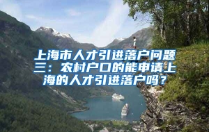 上海市人才引进落户问题三：农村户口的能申请上海的人才引进落户吗？