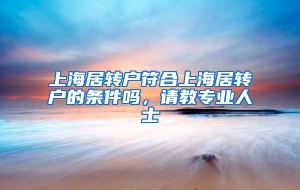 上海居转户符合上海居转户的条件吗，请教专业人士