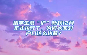 留学生落“沪”新规12月正式执行了，为何大家对户口这么执着？