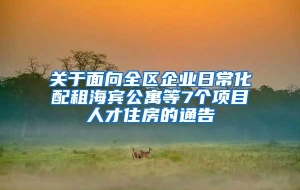 关于面向全区企业日常化配租海宾公寓等7个项目人才住房的通告