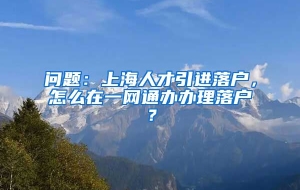 问题：上海人才引进落户，怎么在一网通办办理落户？