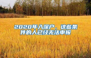 2020年入深户，这些条件的人已经无法申报