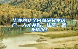 毕业的非全日制研究生落户、人才补贴、住房、就业情况？