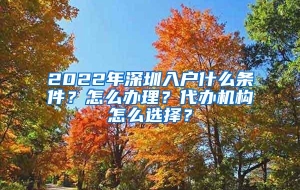 2022年深圳入户什么条件？怎么办理？代办机构怎么选择？