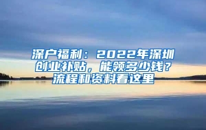 深户福利：2022年深圳创业补贴，能领多少钱？流程和资料看这里