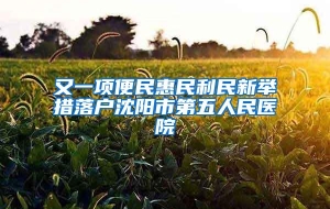 又一项便民惠民利民新举措落户沈阳市第五人民医院