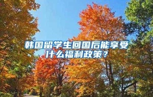 韩国留学生回国后能享受什么福利政策？