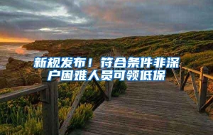 新规发布！符合条件非深户困难人员可领低保