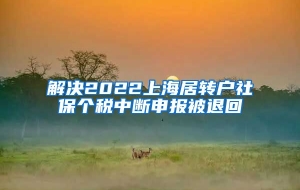 解决2022上海居转户社保个税中断申报被退回