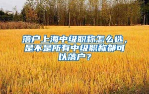 落户上海中级职称怎么选，是不是所有中级职称都可以落户？