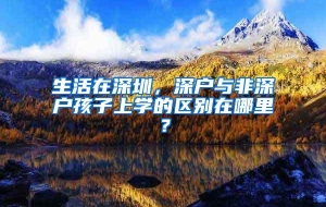 生活在深圳，深户与非深户孩子上学的区别在哪里？