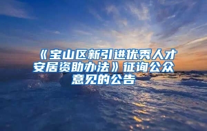 《宝山区新引进优秀人才安居资助办法》征询公众意见的公告