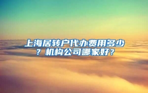 上海居转户代办费用多少？机构公司哪家好？