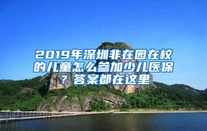 2019年深圳非在园在校的儿童怎么参加少儿医保？答案都在这里