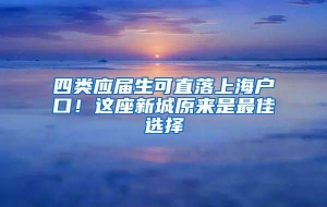 四类应届生可直落上海户口！这座新城原来是最佳选择