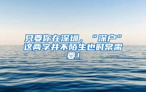 只要你在深圳，“深户”这两字并不陌生也时常需要！