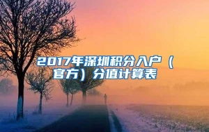 2017年深圳积分入户（官方）分值计算表