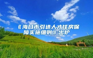 《海口市引进人才住房保障实施细则》出炉