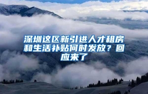 深圳这区新引进人才租房和生活补贴何时发放？回应来了