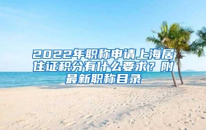 2022年职称申请上海居住证积分有什么要求？附最新职称目录