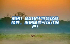 重磅！2019年符合这些条件，没房你都可以入深户！