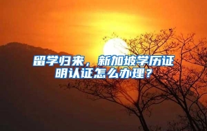 留学归来，新加坡学历证明认证怎么办理？